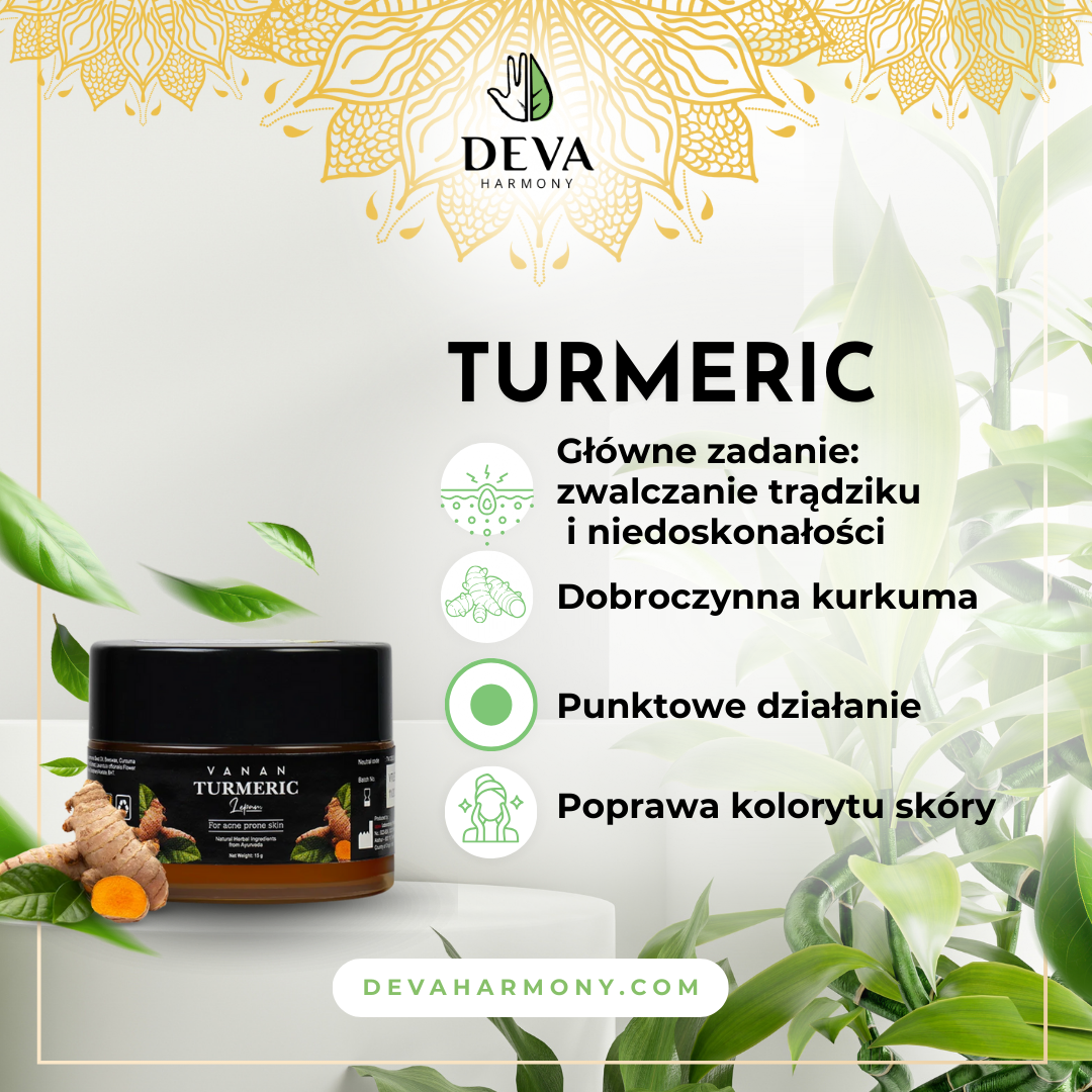 Krem punktowy Turmeric - na niedoskonałości - 15g | Vanan